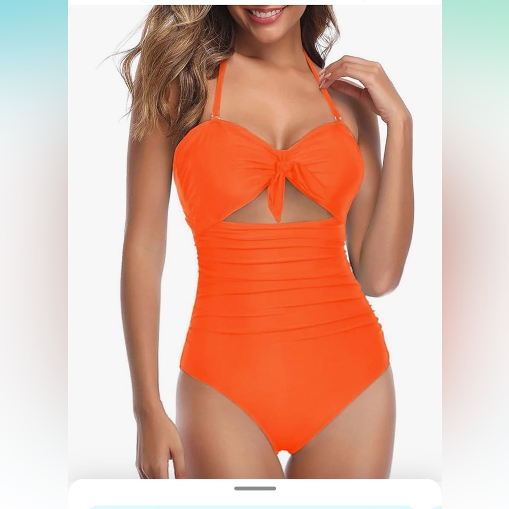 TEmpt me one piece bright orange swimsuit size L